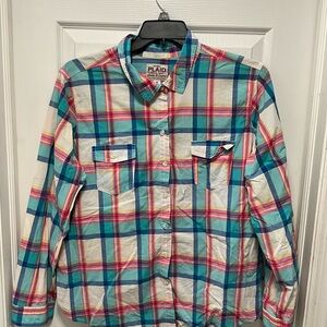 Old Navy Plaid Long Sleeve Shirt in Blue and Pink Size XXL